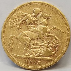 AUSTRALIA 1873 . ONE 1 SOVEREIGN . SYDNEY . GOLD